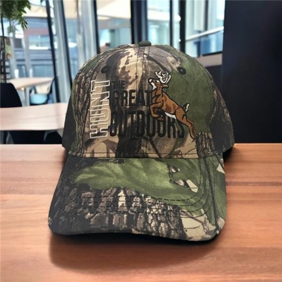 Embroidered Cap | Camouflage Adjustable Hat | The Great Outdoors Hunter Hat - Picture 1 of 7